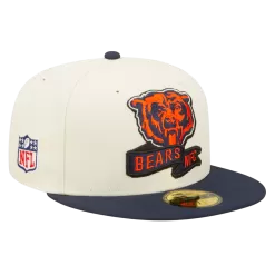 NEW ERA Chicago Bears "Bear Head" Cream/Navy 2022 Sideline 59FIFTY Fitted Hat