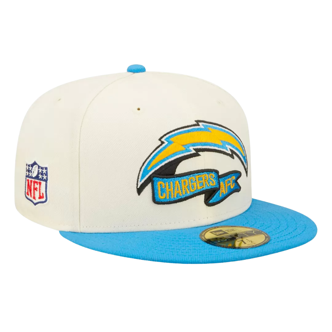NEW ERA Los Angeles Chargers Cream/Powder Blue 2022 Sideline 59FIFTY Fitted Hat 3 NEW ERA Los Angeles Chargers Cream/Powder Blue 2022 Sideline 59FIFTY Fitted Hat