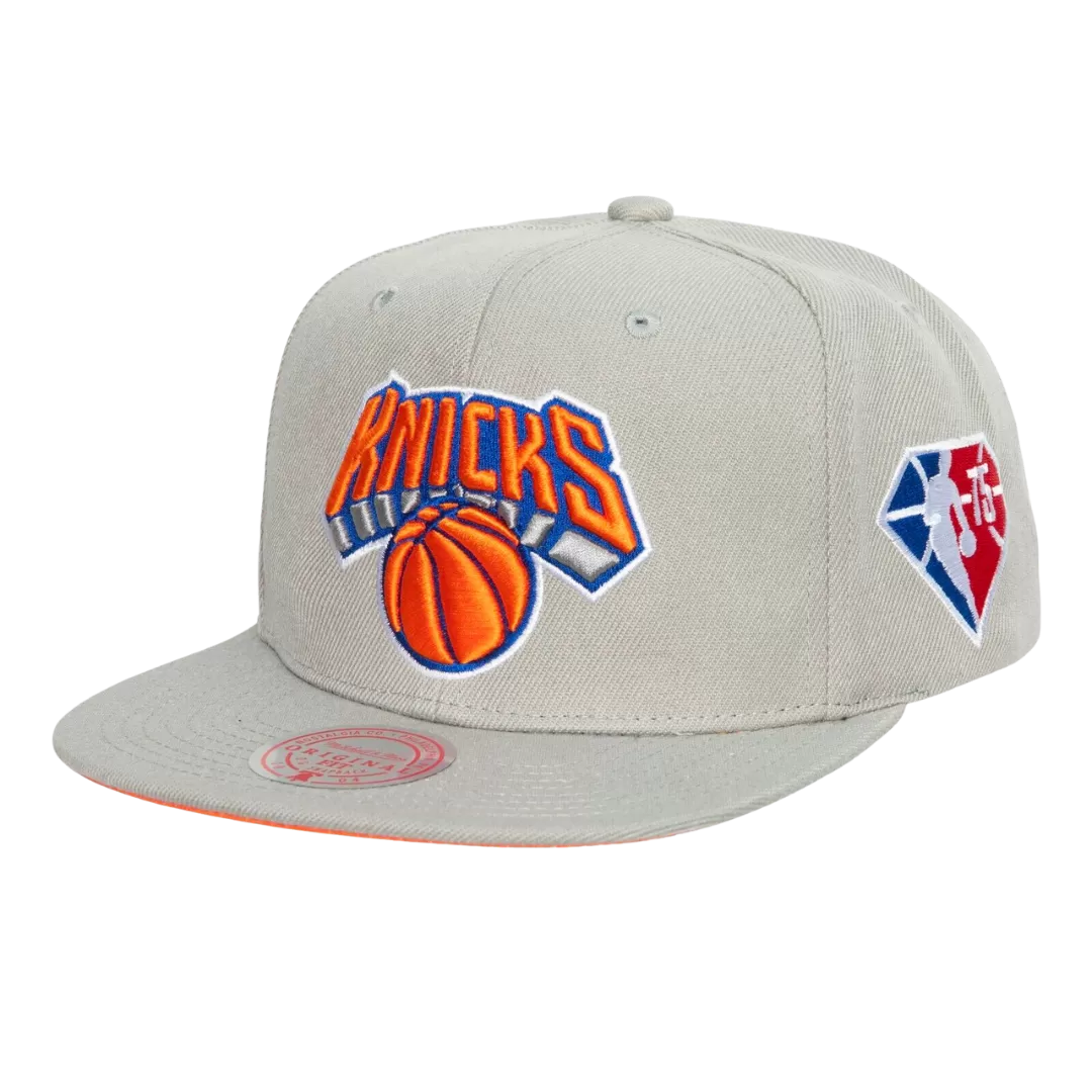 Mitchell & Ness New York Knicks Mitchell And Ness 75th Anniversary Side Patch Snapback Hat