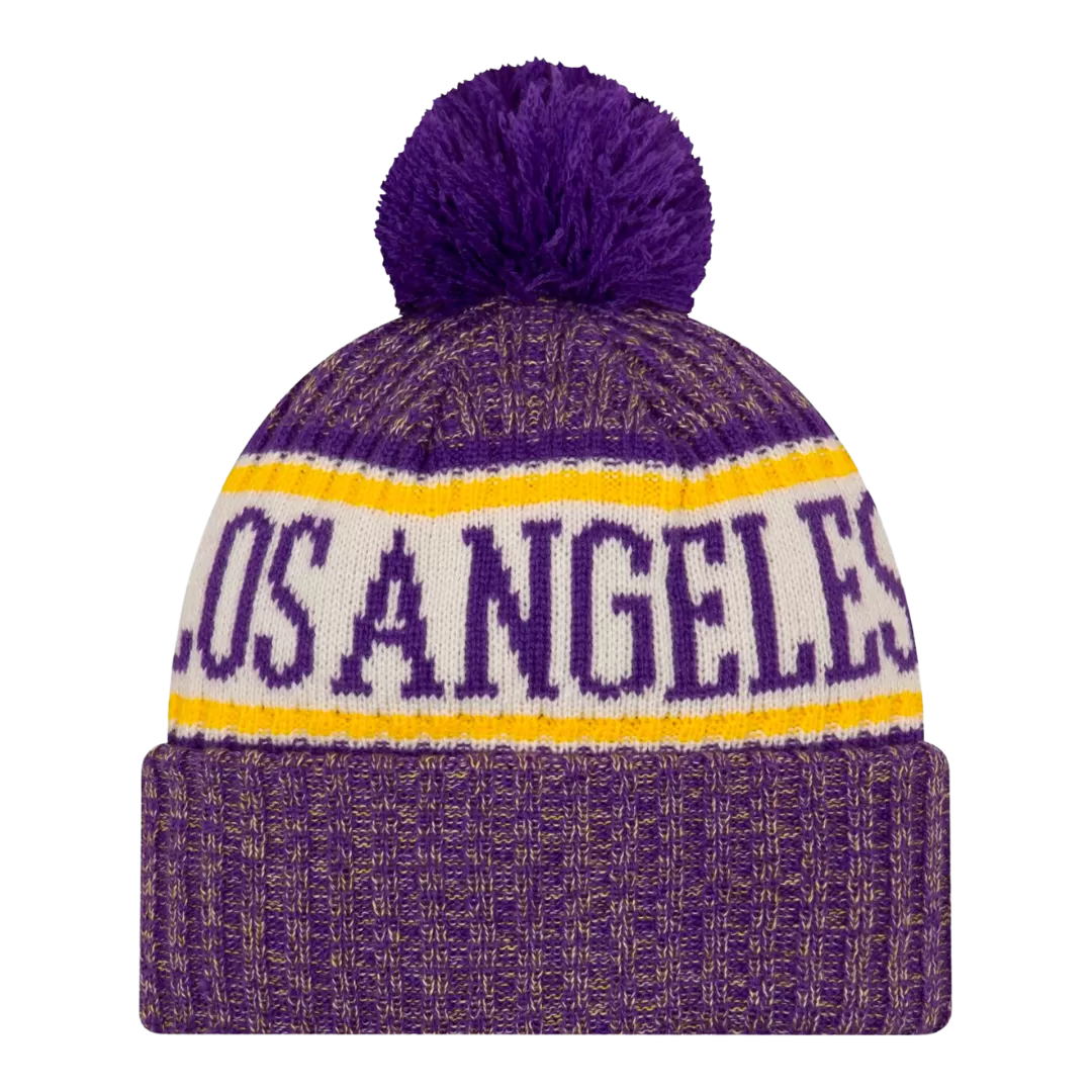 Mitchell & Ness Los Angeles Lakers Sport Knit Pom Beanie 4 Mitchell & Ness Los Angeles Lakers Sport Knit Pom Beanie - Image 2