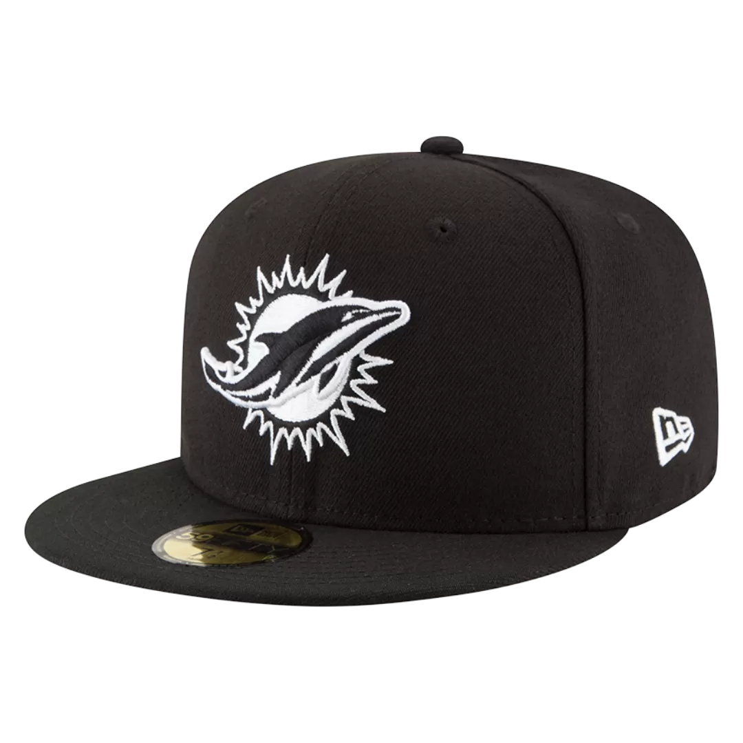 NEW ERA Miami Dolphins Black And White 59FIFTY Fitted Hat 4 NEW ERA Miami Dolphins Black And White 59FIFTY Fitted Hat - Image 2