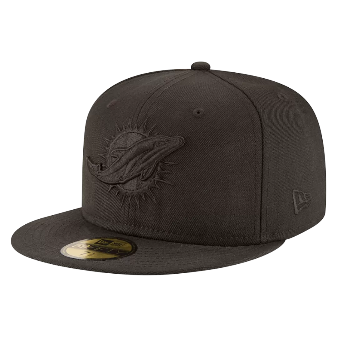 NEW ERA Miami Dolphins Black On Black 59FIFTY Fitted Hat 4 NEW ERA Miami Dolphins Black On Black 59FIFTY Fitted Hat - Image 2