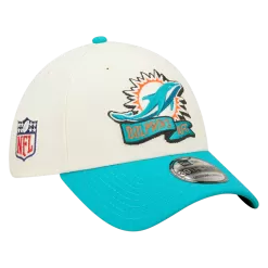 NEW ERA Miami Dolphins Cream/Aqua 2022 Sideline 39THIRTY Flex Hat