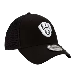 NEW ERA Milwaukee Brewers Black And White 39THIRTY Flex Hat