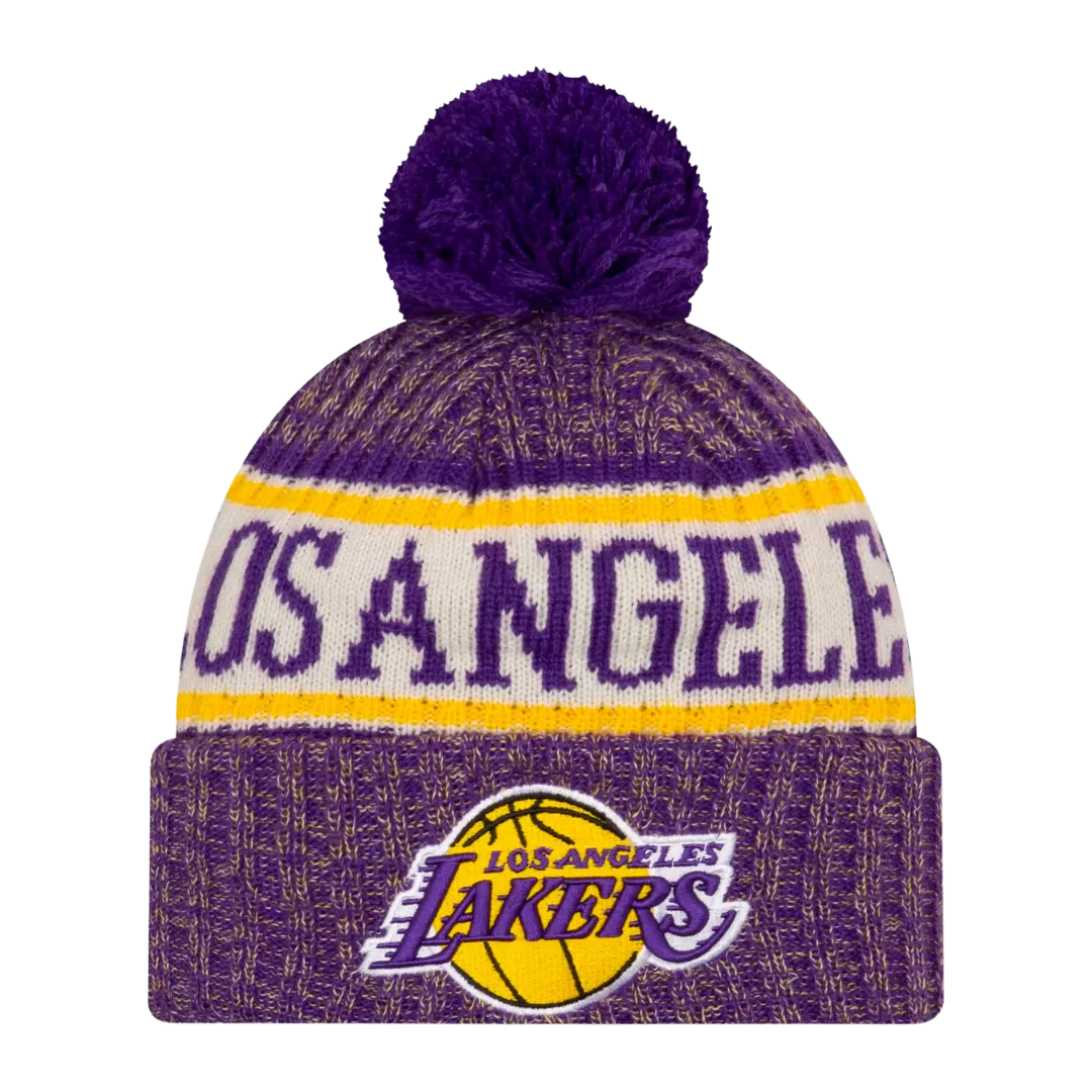 Mitchell & Ness Los Angeles Lakers Sport Knit Pom Beanie 3 Mitchell & Ness Los Angeles Lakers Sport Knit Pom Beanie
