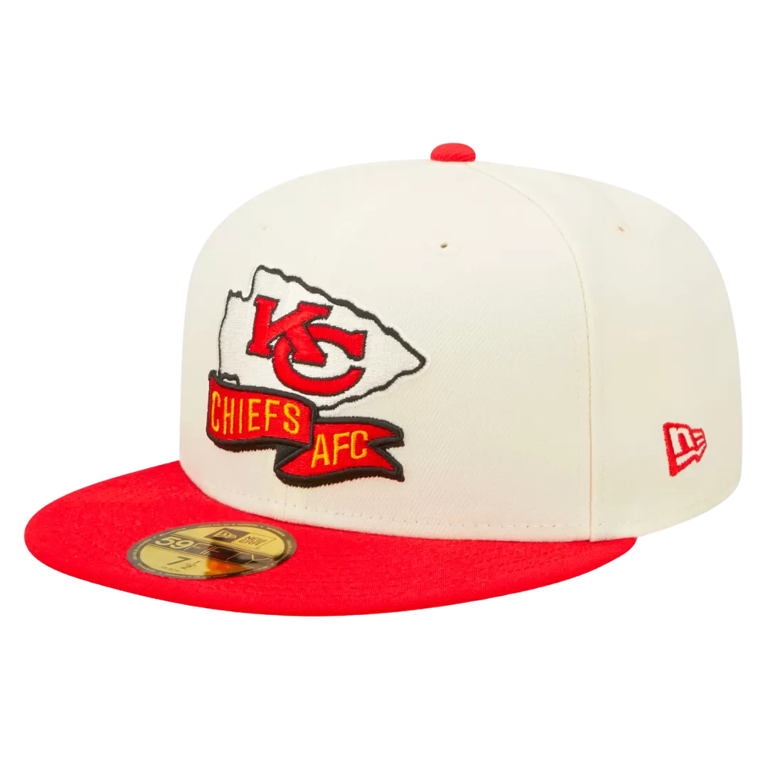 NEW ERA Kansas City Chiefs Cream/Red 2022 Sideline 59FIFTY Fitted Hat 4 NEW ERA Kansas City Chiefs Cream/Red 2022 Sideline 59FIFTY Fitted Hat - Image 2