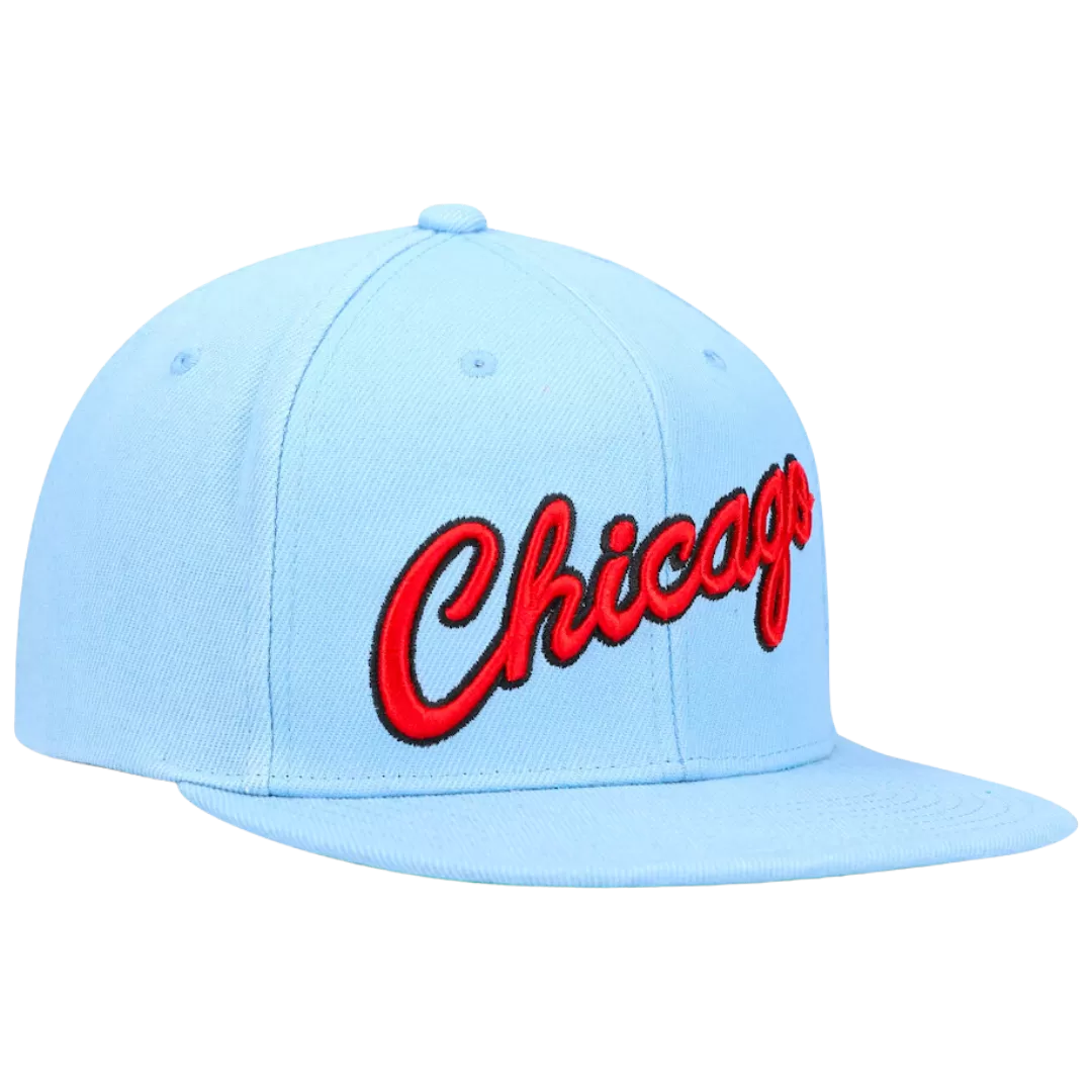 Mitchell & Ness Chicago Bulls Mitchell And Ness Light Blue HWC Core Basic Snapback Hat 3 Mitchell & Ness Chicago Bulls Mitchell And Ness Light Blue HWC Core Basic Snapback Hat