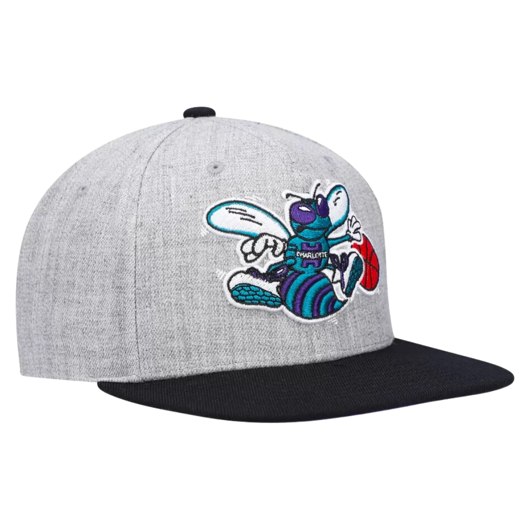 Mitchell & Ness Charlotte Hornets Mitchell And Ness Heather Underpop Snapback Hat 3 Mitchell & Ness Charlotte Hornets Mitchell And Ness Heather Underpop Snapback Hat