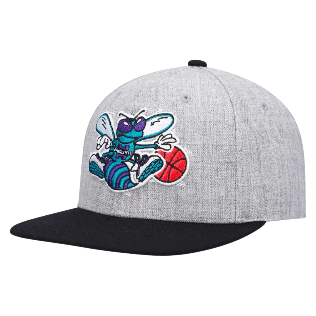 Mitchell & Ness Charlotte Hornets Mitchell And Ness Heather Underpop Snapback Hat 4 Mitchell & Ness Charlotte Hornets Mitchell And Ness Heather Underpop Snapback Hat - Image 2