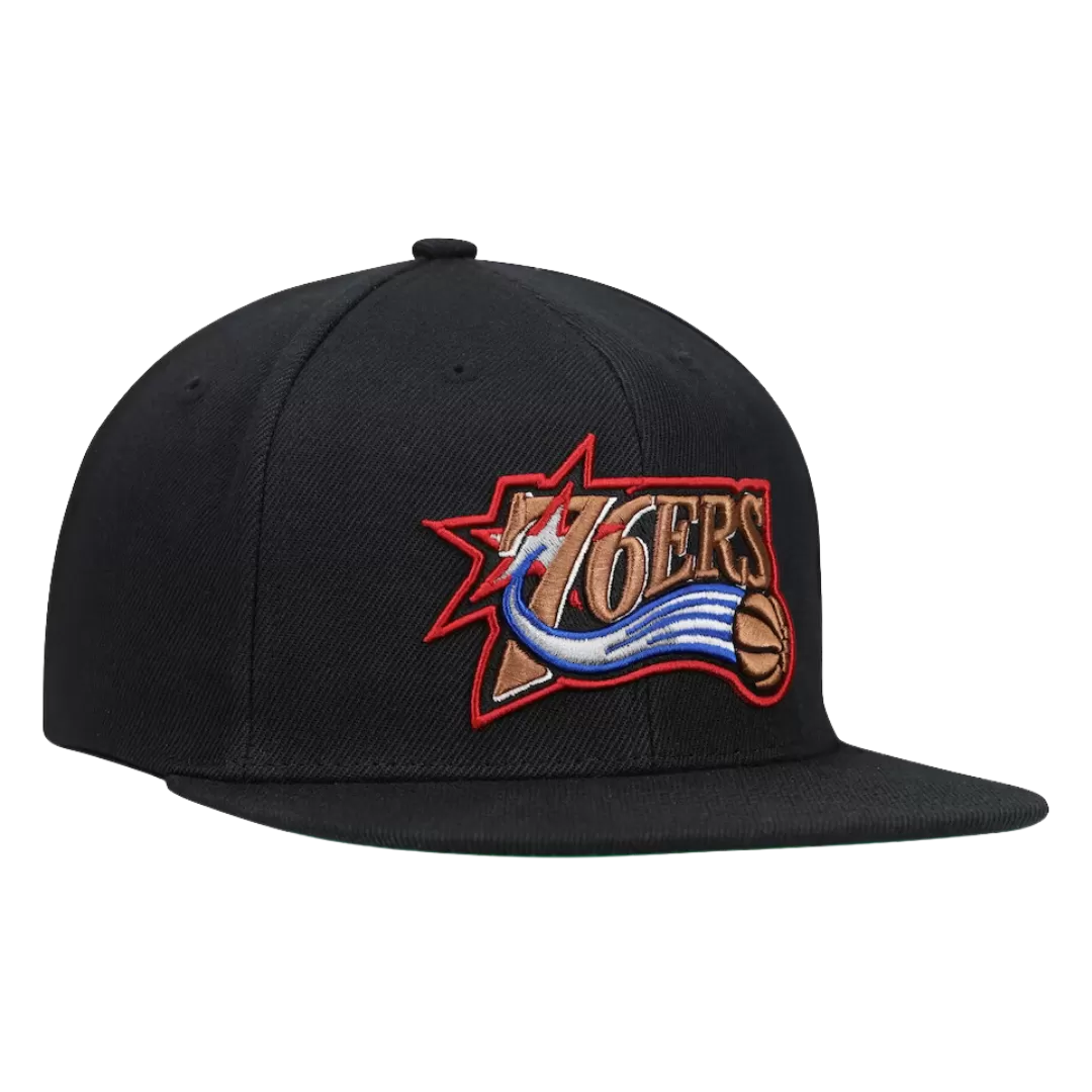 Mitchell & Ness Philadelphia 76ers Mitchell And Ness Core HWC Black Snapback Hat