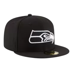 NEW ERA Seattle Seahawks Black And White 59FIFTY Fitted Hat