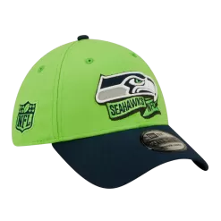 NEW ERA Seattle Seahawks Neon Green/College Navy 2022 Sideline 39THIRTY Flex Hat
