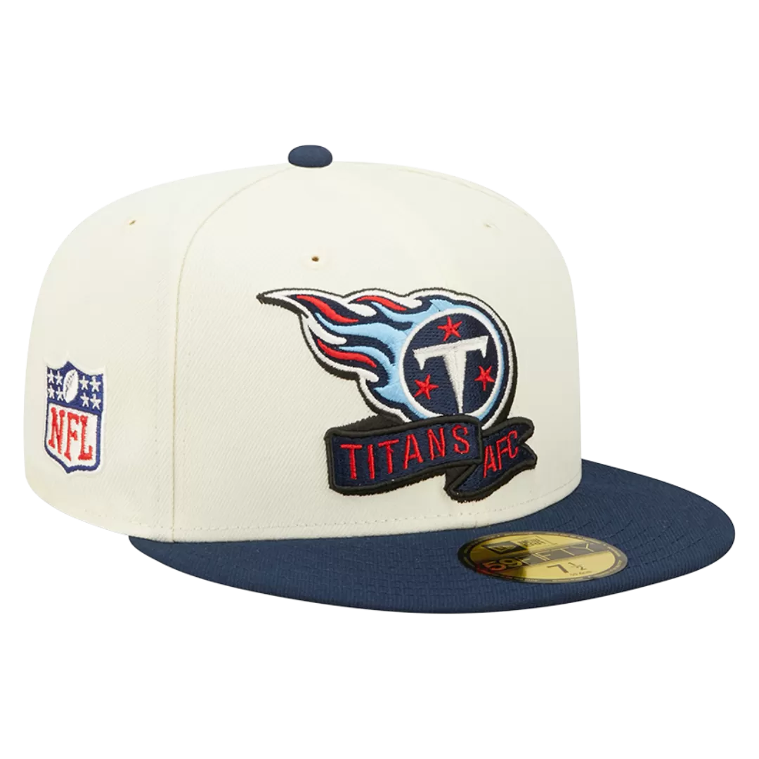 NEW ERA Tennessee Titans Cream/Navy 2022 Sideline 59FIFTY Fitted Hat 3 NEW ERA Tennessee Titans Cream/Navy 2022 Sideline 59FIFTY Fitted Hat
